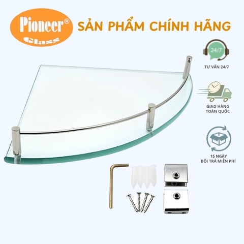 Kệ Kính Góc Inox 304 Phòng Tắm Rào Chắn 1 Thanh - Kệ Kính Nhà Tắm Phòng Tắm - KT: (25 x 25) Cm - Mã SP: TP20/PE20