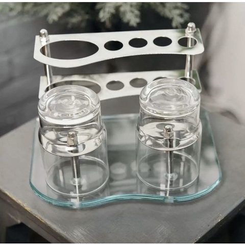 Kệ Ly Bàn Chải Kem Đánh Răng Pioneer Inox 304 Mặt Đế Kính Cao Cấp Tặng Kèm 2 Ly Thái Lan - Mã SP: KL01