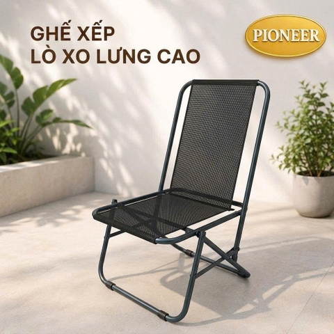 Ghế Xếp Lò Xo Lưới Lưng Cao Cafe, Câu Cá, Du Lịch Dã Ngoại Giá Sỉ