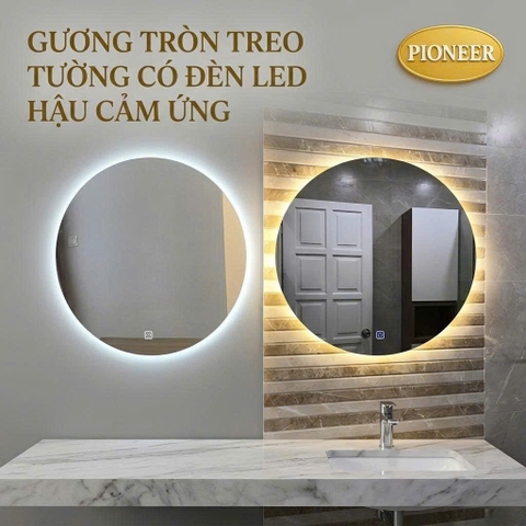 Gương Tròn Treo Tường Pioneer Có Đèn Led Hậu Cảm Ứng (Nhiều Size) Trang Trí Phòng Siêu Đẹp [Ship Trong Ngày]