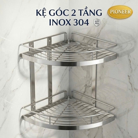 Kệ Góc 2 Tầng Inox 304 Pioneer Nhà Tắm Cao Cấp - Mã SP: PE318
