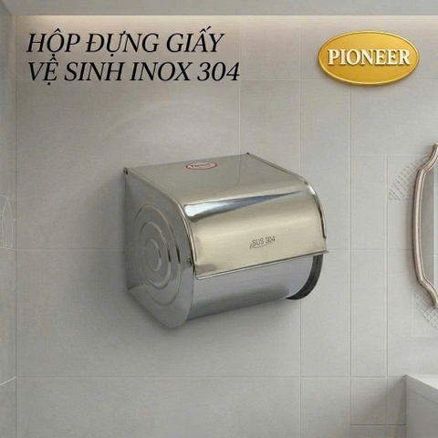 Hộp giấy vệ sinh kín Pioneer Inox 304 gắn tường trong phòng tắm, Mã PE:340