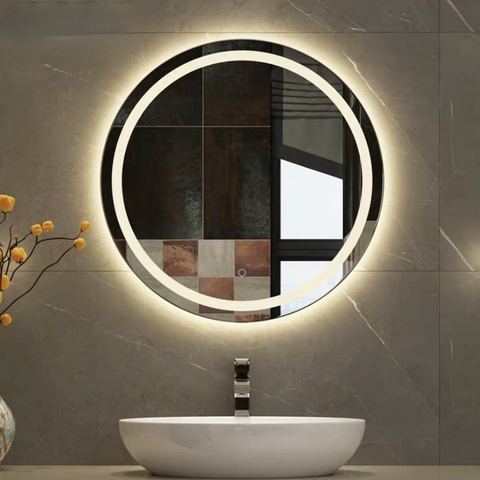 Gương Tròn Treo Tường Pioneer Đèn Led Có Nút Cảm Ứng D60 Cm Cao Cấp, Siêu Đẹp