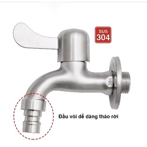 Vòi Hồ Xả Nước Inox 304 Có Khớp Nối Đầu Vòi Dễ Dàng Tháo Gắn Đường Ống Cao Cấp