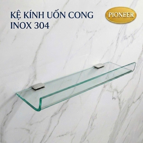 Kệ kính uốn cong Pioneer Inox 304 cao cấp trong phòng tắm - Mã TP:40