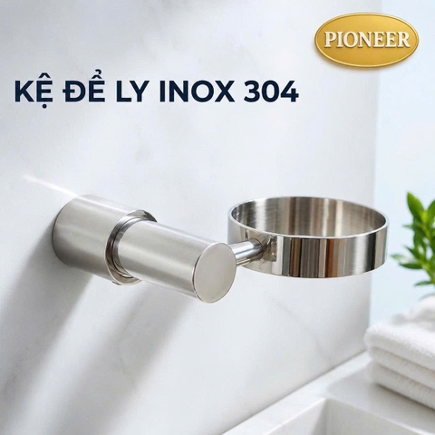 Kệ Để Ly Pioneer Inox 304 Nhà Tắm Cao Cấp Tặng Kèm Ly Thái Lan, Thân Đúc Nguyên Khối - Mã SP: TP6005