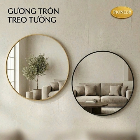 Gương Tròn Treo Tường Pioneer Khung Viền Nhôm D60 Cm Siêu Đẹp - Mã SP: PE195/PE196