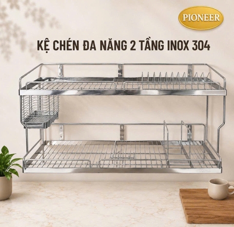 Kệ Chén Đa Năng 2 Tầng Inox 304 Cao Cấp - Kệ Chén Đa Năng Inox 304 Cao Cấp - Mã SP: PE326