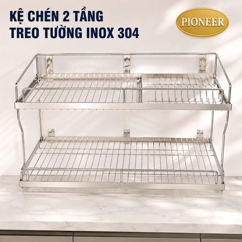 Kệ Chén 2 Tầng Treo Tường  Inox 304 (Đủ Size) Phù Hợp Mọi Căn Bếp