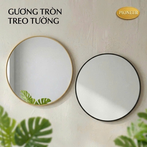 Gương Tròn Treo Tường Pioneer Khung Viền Nhôm D60 Cm Siêu Đẹp - Mã PE:195, PE:196