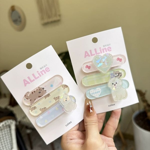 [ Set 5 Vỉ ] Kẹp Tóc [ Vỉ 3 Cái ] - 16491