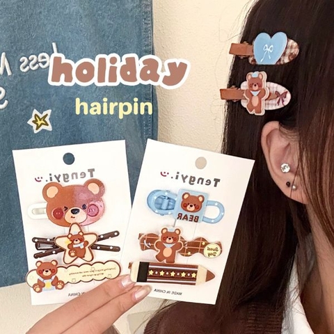 [ Set 12 Vỉ ] Kẹp Tóc [ Vỉ 3 Cái ] - 17204