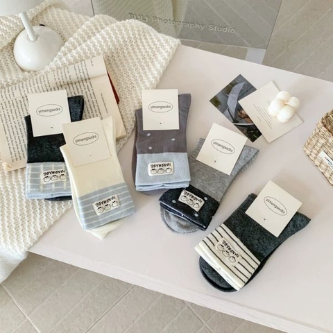 [ Set 5 Đôi ] Vớ Dài [ Cotton / Có Tag Treo ] - 18038