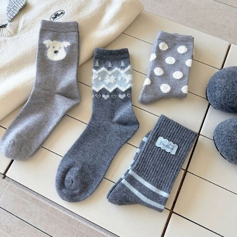 [ Set 5 Đôi ] Vớ Dài [ Cotton / Có Tag Treo ] - 18046