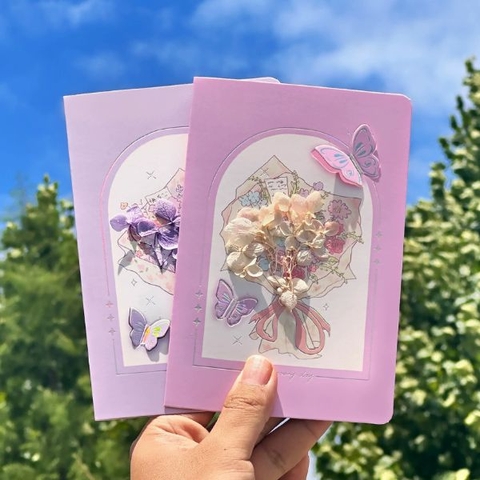 [ Set 12 Cái ] Thiệp Hoa Khô - 18113