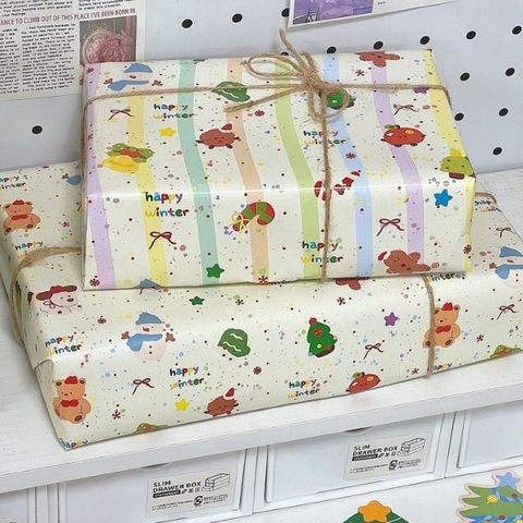 [ Set 20 Xấp ] Giấy Gói Quà Giáng Sinh [ 50*30cm / 1 Xấp 5 Tờ ] - 18281