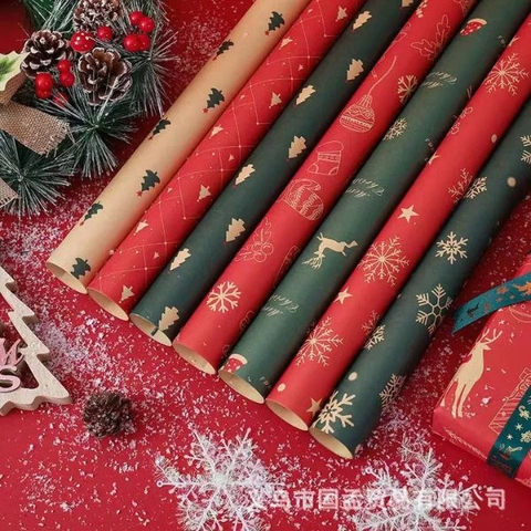 [ Set 120 Tờ ] Giấy Gói Quà Giáng Sinh [ 74*50cm / Giấy Kraft ] - 18286