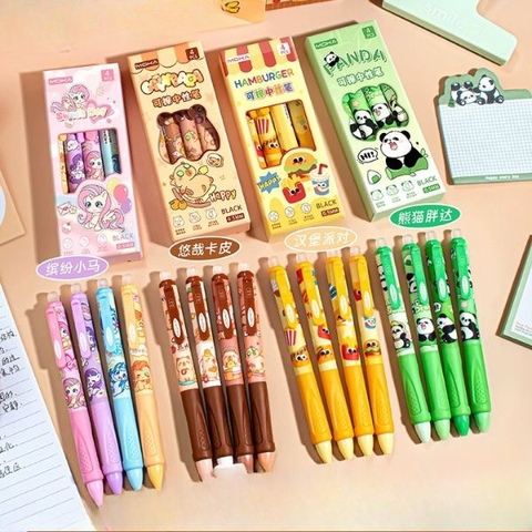 [ Set 5 Hộp ] Bút Bi Xoá Được [ 0.5mm / Đen / Hộp 4 Cây ] - 18510