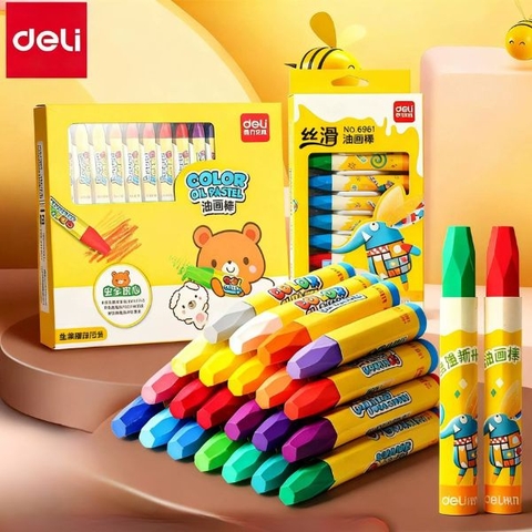 [ Set 5 Hộp ] Bút Màu Sáp DELI Tan Trong Nước Có Thể Giặt Sạch [ 12-18-24-36 Màu ] - 19220