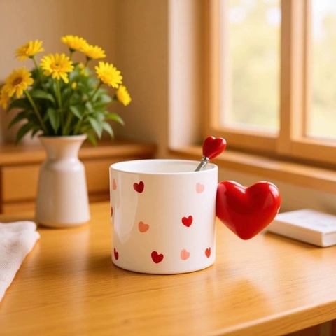 [ Set 2 Cái ] Ly Cốc Sứ / Thìa - 19491