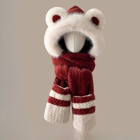 [ Set 2 Bộ 3 Món ] Nón Len / Khăn Choàng Cổ / Găng Tay - 19663