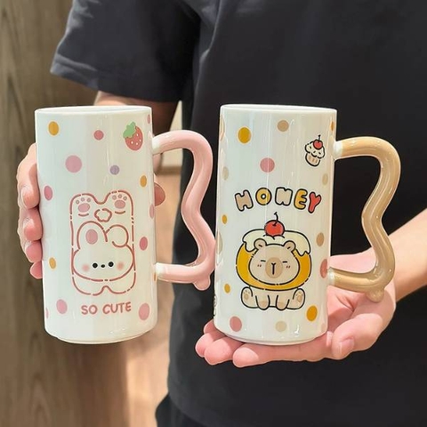 [ Set 2 Cái ] Ly Sứ 400ml [ Hộp Màu ] - 19880