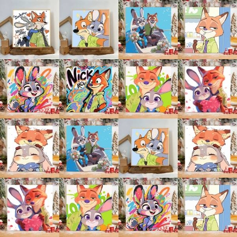 [ Set 10 Cái ] Tranh Số Hoá Zootopia [ Size : 20*20cm / 30*30cm ] - 20177