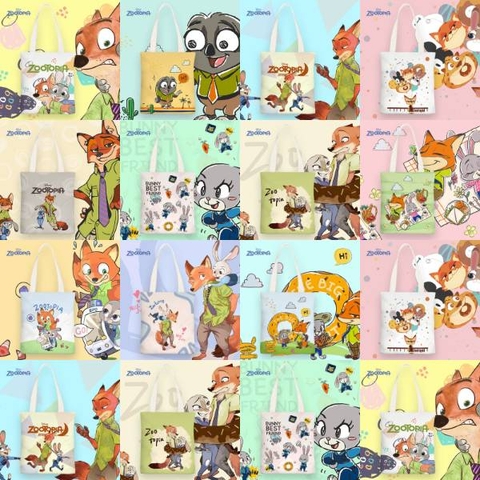 [ Set 5 Cái ] Túi Tote Zootopia [ In 2 Mặt / Khoá Kéo ] - 20203