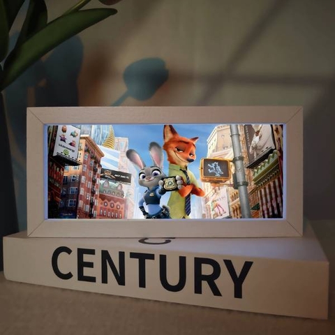[ Set 2 Cái ] Đèn Ngủ LED Zootopia [ 16 Màu / Điều Khiển Từ Xa / Khung Gỗ ] - 20269