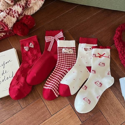 [ Set 10 Đôi ] Vớ Dài Hello Kitty [ Cotton ] - 20411