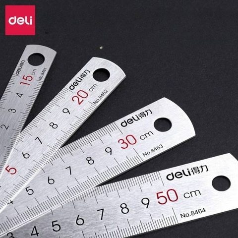[ Set 10 Cây ] Thước Kẻ Kim Loại Deli [ 15/20/30/50cm ] - 20655
