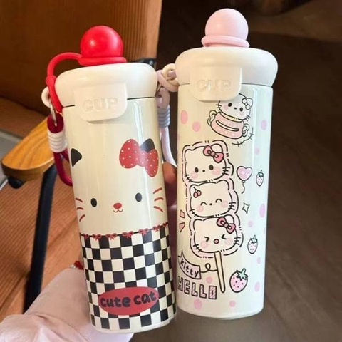 [ Set 2 Cái ] Bình Giữ Nhiệt Hello Kitty [ 600ml / Inox 304 ] - 20703