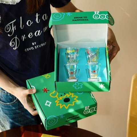 [ Set 2 Hộp ] Quà Tặng Cốc Thuỷ Tinh [ Hộp 4 Cái ] - 21059