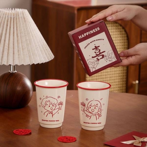 [ Set 2 Cái ] Cốc Sứ [ Hộp Màu ] - 21275