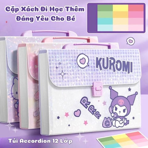 [ Set 3 Tập ] Cặp Hồ Sơ Sanrio [ 12 Ngăn / 33*23.5*38cm ] - 19188