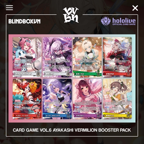 Pack Card Hololive Official Card Game Vol 6 Ayakashi Vermilion Booster