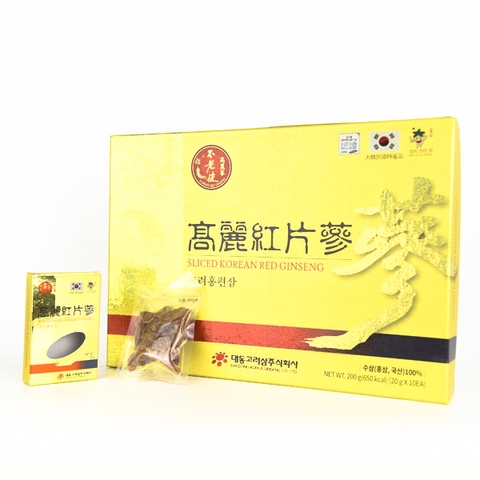 Hồng sâm HQ thái lát (20g*10 hộp giấy) – Daedong