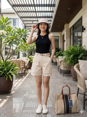 Quần Short Linen Phối Ren Siêu Đẹp thương hiệu GOOTIK FASHION - QSW013
