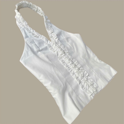 Áo Corset Cổ Yếm Trắng Kaki – Thanh Lịch & Quyến Rũ AW-029