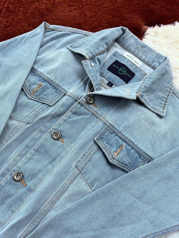 Áo Khoác Jeans Nam Form Regular - Tay Phối Kẻ Sọc Nam Tính AKW-013