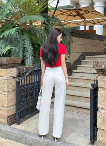 Quần Jeans Suông Ống Rộng Phối Chỉ 3 Màu