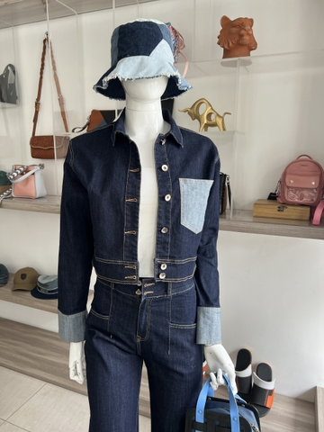 Set Navy Nữ Áo Khoác Croptop Và Quần Suông Ống Rộng Loe Nhẹ Cao Cấp - GOOTIKFASHION-M5