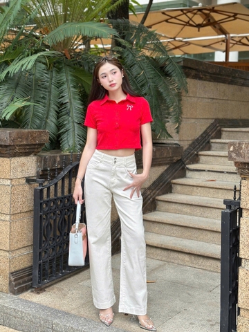 Quần Jeans Suông Ống Rộng Phối Chỉ 3 Màu