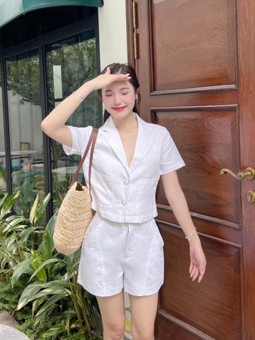 Set Linen Trắng Gootik Fashion