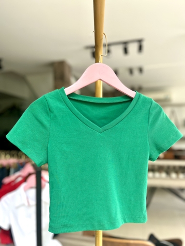 Áo Thun Cổ Tim Croptop - Cotton mềm mại, co giãn thoải mái