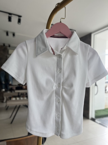 Áo thun Polo nhún ngực dáng ôm-cotton co giãn thoải mái