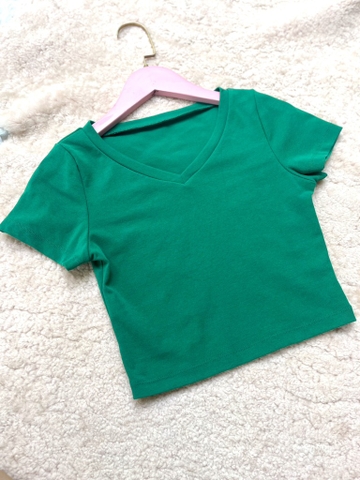 Áo Thun Cổ Tim Croptop - Cotton mềm mại, co giãn thoải mái