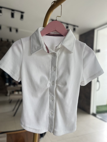 Áo thun Polo nhún ngực dáng ôm-cotton co giãn thoải mái