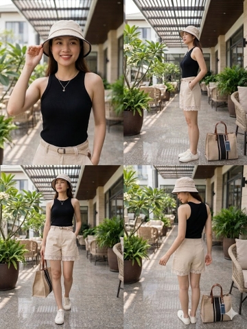 Quần Short Linen Phối Ren Siêu Đẹp thương hiệu GOOTIK FASHION - QSW013