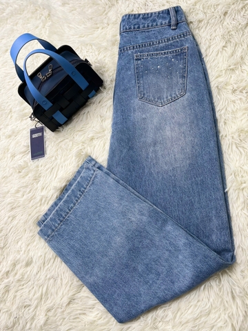 Quần Jeans đính đá cao cấp dáng suông ống rộng Hack dáng cực đỉnh thương hiệu GOOTIK Fashion
